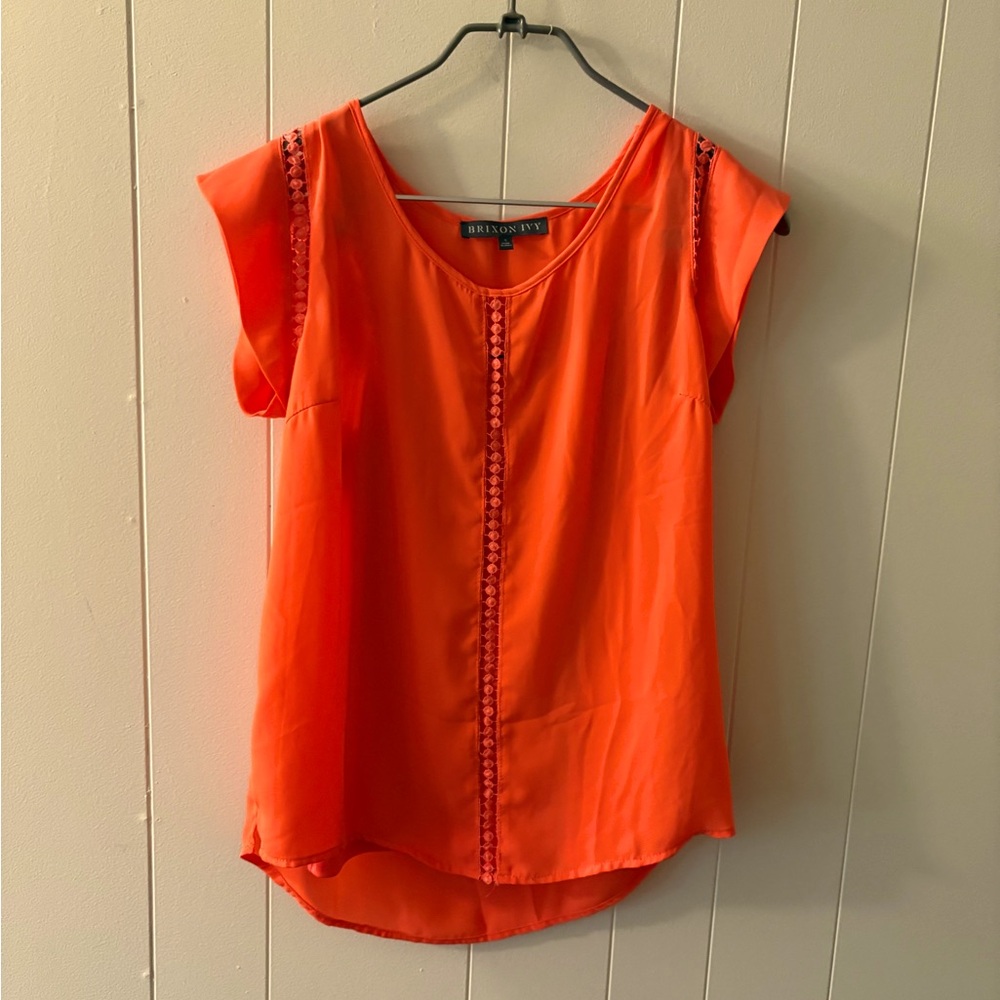 Brixon Ivy Pink Orange Embellished Blouse with liner tank Womens small